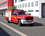 Feuerwehr Hanau Dodge RAM GW-HöRG (Florian Hanau 1-59-3) am 03.06.18 beim Tag der offenen Tür im Gefahrenabwehrzentrum Hanau am Ende der Veranstaltung