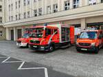 GW-San auf MAN TGM 12.298 der Feuerwehr Berlin, daneben RTW und NEF., Berlin-Mitte, August 2022.