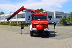 Feuerwehr Dreieich Sprendlingen Mercedes Benz Unimog U5023 GW-L Kats (Florian Dreieich 4-69-1) am 05.07.25 bei einen Fototermin.