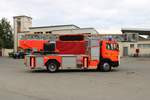 Feuerwehr Walldorf (Hessen) Mercedes Benz Metz DLK 23712 am 11.10.19 bei einen Fototermin