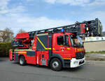 Die neue Drehleiter (Florian Triebes 32 - DLA(K) 18/12) der Freiwillige Feuerwehr Triebes. Foto 01.05.22
