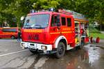 Feuerwehr Hanau Mercedes Benz LF16/12 bei der Jugendfeuerwehr Hanau Abschlussübung im September 2025 an der Otto Hahn Schule in Kesselstadt