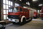 Dieser Feuerwehr Wagen IVBECO Magirus 120-23 der Freiwilligen Feuerwehr Tannroda traf ich am 3.10.2026 im Rundschuppen des Eisenbahn Museum in Weimar an.