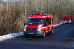 Feuerwehr Altenstadt Höchst Ford Transit MTW beim Abrücken am 31.01.26 nach einer Großübung in Büdinger Gewerbegebiet