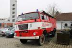 IFA W50 L Löschfahrzeug steht am 17.02.18 in Langen (Hessen) bei der Feuerwehr bei einen Fototermin fotografiert