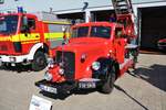 Feuerwehr Bad Homburg Mercedes Benz Oldtimer Drehleiter am 12.08.18 beim Tag der Offenen Tür 