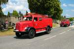 Mercedes Benz Löschfahrzeug am 04.07.21 bei einer Oldtimer Parade zum Jubiläum 75 Jahre Kreisfeuerwehrverband Gießen in Lich (Hessen)