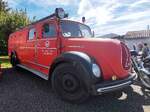 =Magirus Deutz, als ehemaliges Feuerwehrfahrzeug der Freiwilligen Feuerwehr von ALLENDORF, ausgestellt bei der Oldtimerveranstaltung der OLDTIMERFREUNDE OHMTAL in Dannenrod, 09-2025