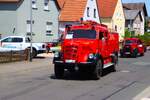 Mercedes Benz Feuerwehr Oldtimer L�schfahrzeug bei einer Ausfahrt am 28.06.26 im Landkreis Gie�en 