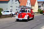 Magirus Feuerwehr Oldtimer Drehleiter bei einer Ausfahrt am 28.06.26 im Landkreis Gie�en 