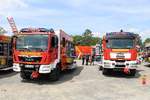 Feuerwehr Mühlheim am Main MAN TGM Lentner HLF20 und Feuerwehr Dreieich Sprendlingen MAN TGM RW-Kran am 26.05.19 beim Kreisfeuerwehrtag in Michelstadt (Odenwald)