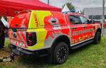=Ford Ranger als Zugfahrzeug f�r den Transportanh�nger des Magirus Wolf R1 der Feuerwehr Hanau, gesehen beim Hessentag in Fulda, 06-2026
