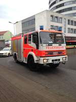 TLF 16/25 der Feuerwehr Fürstenwalde/Spree auf IVECO-Magirus, Fahrzeug stammt aus einer Landesbeschaffung und wurde nachträglich umlackiert, Fürstenwalde April 2018.