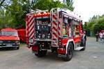 Mercedes Benz Unimog U5023 TLF3000V mit Rosenbauer Aufbau der Feuerwehr Maintal Bischofsheim am 03.05.25 bei einer Oldtimer Ausfahrt