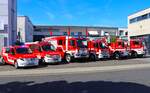 Feuerwehr Egelsbach Kdow, ELW, StLF, DLK, HLF und TLF am 06.09.25 bei einen Fototermin.