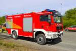 Feuerwehr M�rfelden-Walldorf MAN TGM 18.340 Lentner TLF4000 (Florian M�rfelden-Walldorf 1-24) am 25.04.26 bei einer Waldbrand�bung in Kelsterbach