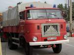 Zu keinem Feuerwehreinsatz war am 22.Oktober 2009 die Feuerwehr von Putbus mit ihrem IFA W50 in einem Baumarkt in Bergen/Rügen.