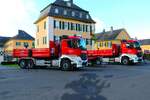 Übergabe der neuen Mercedes Benz Arocs WLF Kats mit dem AB-Mulde des Land Hessen am 23.09.23 am Schloss Johannisberg