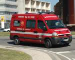 Ein Krankenwagen der Portugiesischen Feuerwehr (Bombeiros) in  Ponte de Lima am 21.05.2010 gesehen.