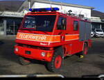 Feuerwehrfahrzeug - Bucher/Vogt abgestellt bei einer Garage in Rickenbach am 30.12.2023