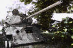 Wrack eines T34-Panzers.