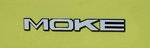 MOKE, Schriftzug an der Geländewagenvariante des englischen  Mini , wurde gebaut von 1964-93, März 2016