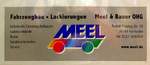 MEEL, Firmenschild an einem LKW-Anhänger, Fahrzeugbaufirma aus Karlsruhe, Aug.2017