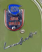 NSU, Aufschrift und Emblem am NSU-Motorroller Lambretta von 1955, Sept.2021