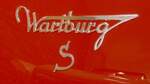 Wartburg S, Schriftzug am Heck des Martburg Sport 313/1 vom Automobilwerk Eisenach, April 2025