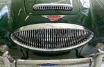 Austin Healey 3000 III, K�hlerfront mit Schriftzug an dem englischen Sportwagen, Bauzeit 1959-67, April 2025
