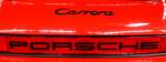 Porsche Carrera, Heckaufschrift an dem bekannten Sportwagen, Feb.2014