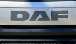 DAF, Schriftzug am LKW-Kühler, steht für Doorne's Automobiel Fabriek, niederländischer LKW-Produzent, baute von 1958-75 auch PKW, März 2014