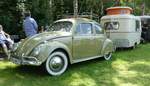 =VW Ovali-Käfer, hier mit zusätzlichen Hinterradabdeckungen, steht auf dem Ausstellungsgelände in Bad Camberg anl. LOTTERMANN-Bullitreffen im Juni 2019