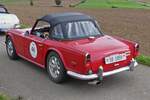 Heckansicht Triumph TR5, (TR 250) als Teilnehmer bei der Classic Rallye Luxemburg im Norden von Luxemburg dabei. 29.09.2023  