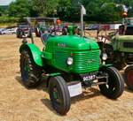 Steyr T 180, Diesel, BJ 1948, 260 ccm, 26 PS, beim Oldtimertreffen in Warken im Bild festgehalten.