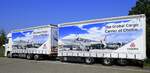 MB-Lastzug, fährt für die Luftfrachtfluggesellschaft  cargolux  aus Luxemburg, Juli 2021