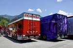 Heckansicht der beiden Auflieger  Popeye  und  Purple Rain  von voWa am 20.6.26 bei der L�ndle Truckshow.