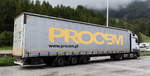 =MB Actros mit einem Sattelauflieger der Firma PROCEM aus Polen rastet auf der Brennerhöhe, 09-2025