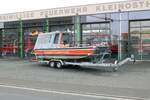 Das neue MBZ (Mehrzweckboot) der Feuerwehr Kleinostheim mit dem Rufnamen Florian Kleinostheim 99/1 am 02.04.22 bei einen Fototermin