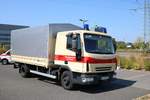 DRK Frankfurt IVECO LKW (51/75-1) am 18.08.18 auf einen Parkplatz in der Nähe des Infraserv Tor H831 