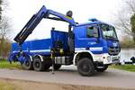THW Ortsverband Rüsselsheim Mercedes Benz Actros LKW-Kran (Heros Rüsselsheim 37/46) mit aufgebauten Kran am 17.03.24 bei einen Fototermin. Danke für das tolle Shooting Teil 1