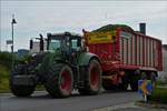 Fendt Traktor mit Pottinger selbslader,  ist mit seiner Ladung zum Silage Lagerort unterwegs.  Juni 2019