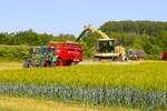 Fendt 718  mit Krampe Big Body 600 und LU Schmerer Krone Big X1180 bei Echzell am 29.05.26 bei der GPS Ernte 