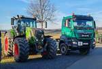 =Fendt und MAN TGS des Lohnunternehmens HERRLICH unterwegs in Fulda bei einer der vielen bundesweiten Bauerndemos im Januar 2024