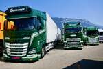 Ein DAF H�ngerzug und ein Volvo und Scania von Sommer am 27.6.26 beim Trucker Festival in Interlaken.