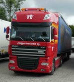 DAF XF der Spedition  ruegger transport  rastet am Autohof Fulda Nord im Juni 2016