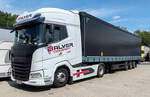 =DAF XQ-Sattelzug von BALVER-Transport hat Fahrerpause auf einem Rastplatz an der A 7 im Juli 2025