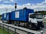 Ein Iveco Container-Hängerzug von Metabader Recycling am 11.9.25 beim Grauholz.