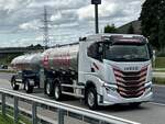 Ein Iveco Milchhängerzug von Transports Froidevaux am 11.9.25 beim Grauholz.