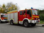 Feuerwehr Kriftel IVECO/Magirus HTLF16 am 07.10.17 in Kriftel bei einer Katastrophenschutzübung an einer Berufsschule 